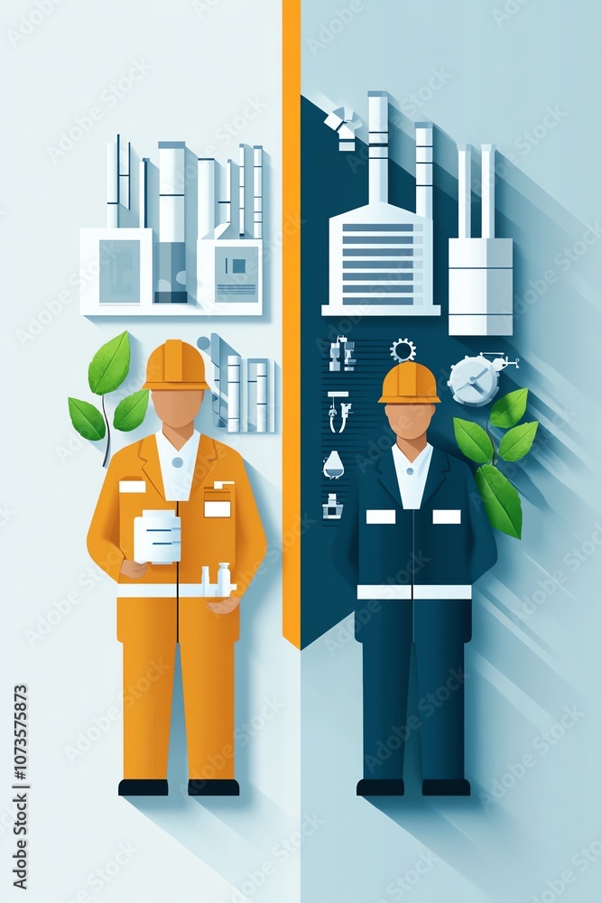Sustainable and Traditional Industry Illustration Sustainable and Traditional Industry Illustration