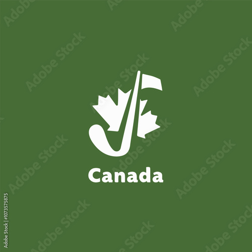 a green background with a canadian flag and an golf arrow pointing right.