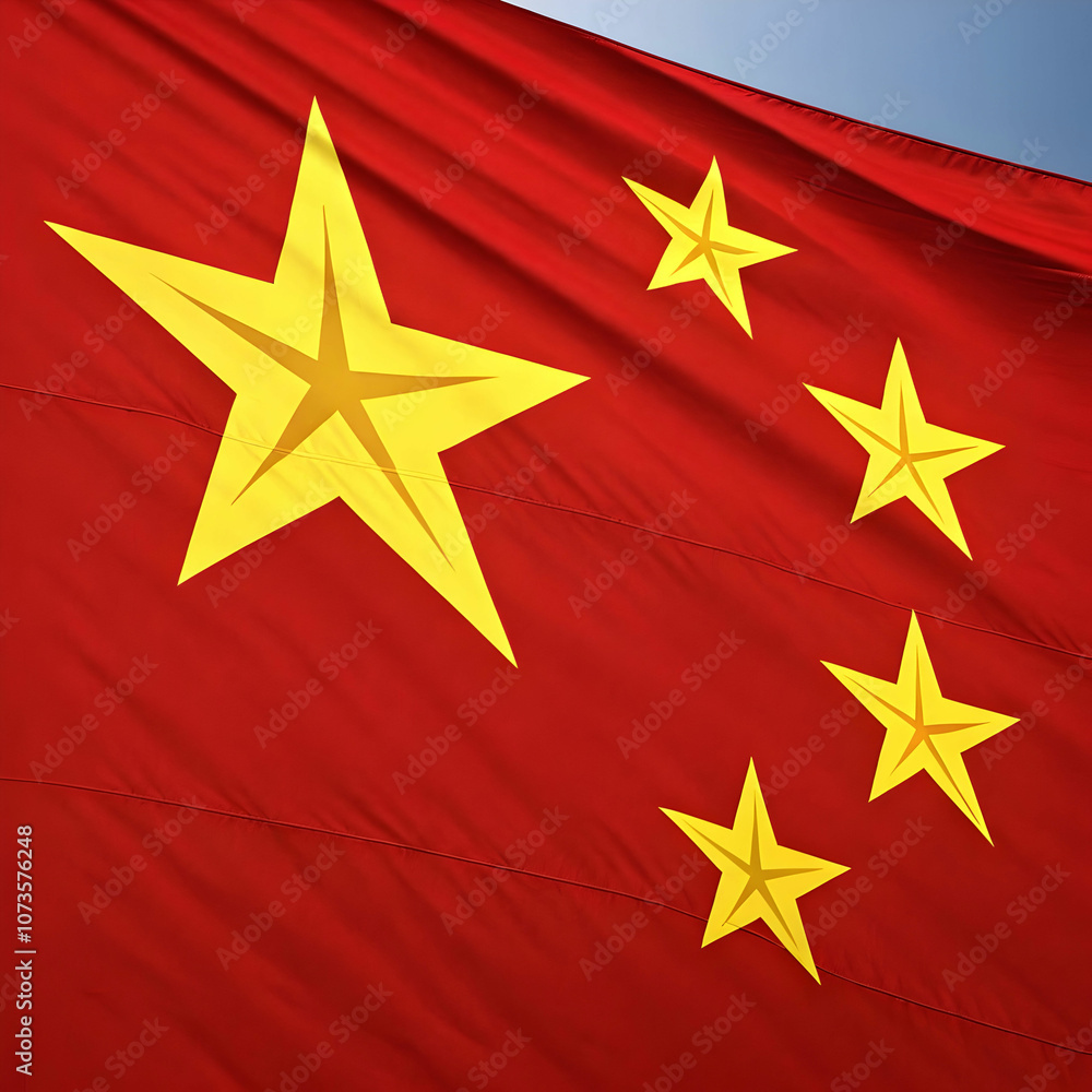 A vibrant image of the China flag displayed on a table. A vibrant image of the China flag displayed on a table.