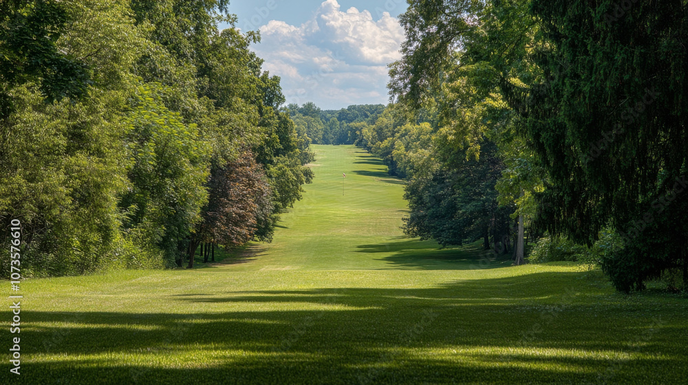 Lush Golf Course Framed by Verdant Trees Offering Scenic Nature View Lush Golf Course Framed by Verdant Trees Offering Scenic Nature View