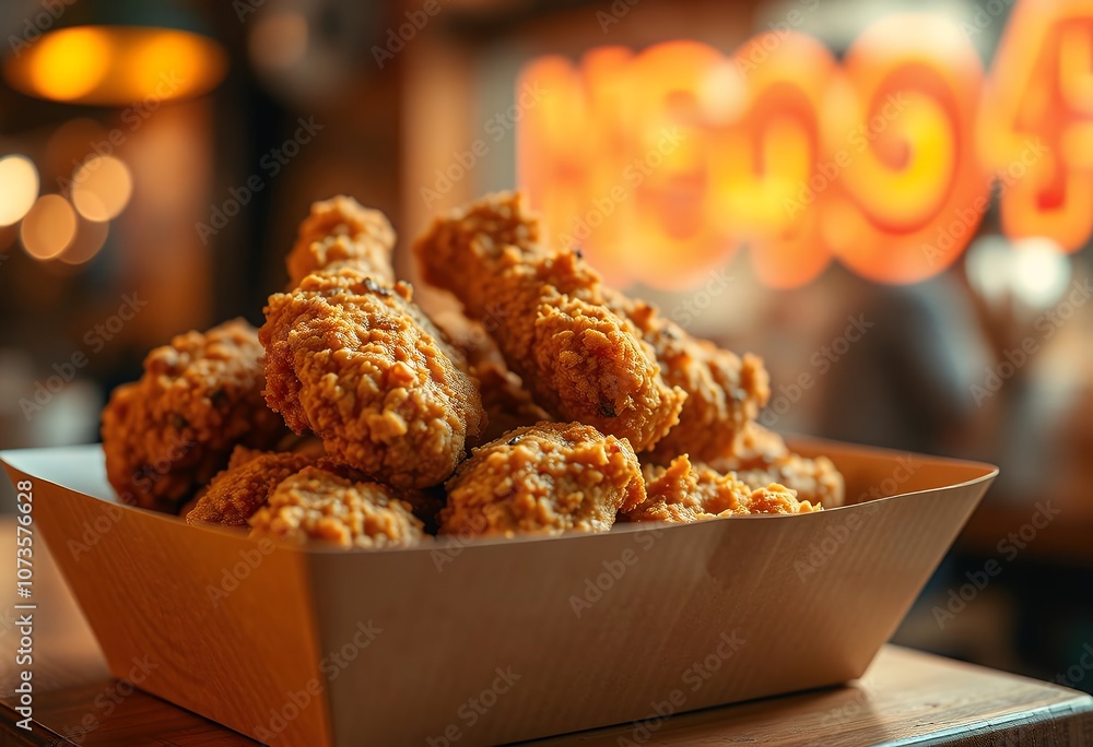 Crispy Fried Chicken Nuggets in Paper Tray Fast Food Appetizer Snack Crispy Fried Chicken Nuggets in Paper Tray Fast Food Appetizer Snack