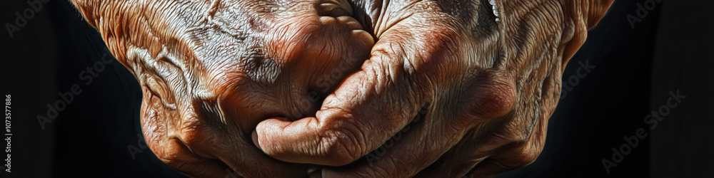 Fototapeta premium Wrinkled hands clenched in anger.