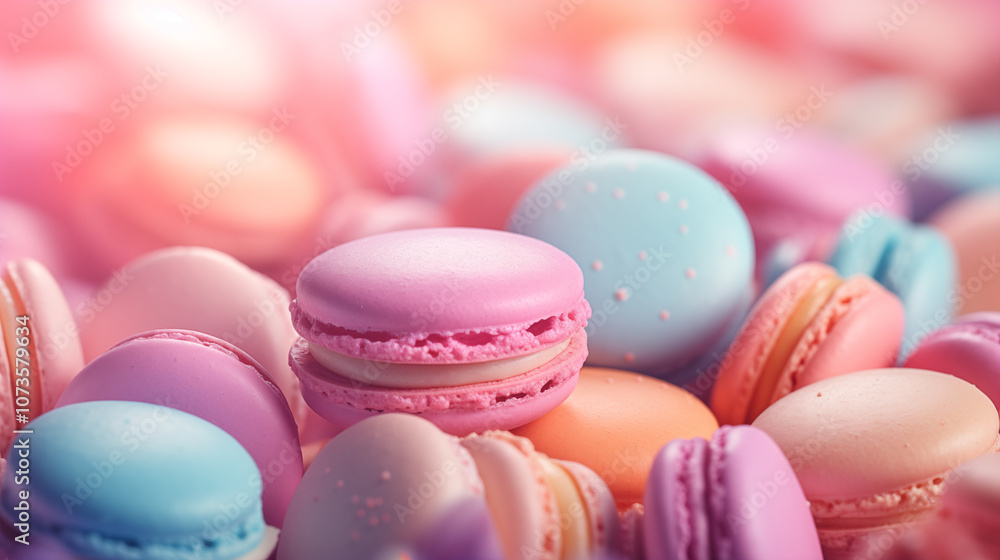 Fototapeta premium Macarons, a confectionery product. Sweetness. French dessert.