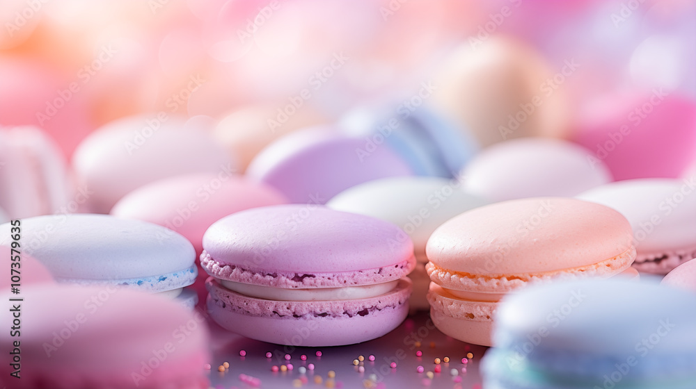 Fototapeta premium Macarons, a confectionery product. Sweetness. French dessert.