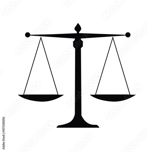 Balance scale or libra icon collection in black. Justice scales icons. 
