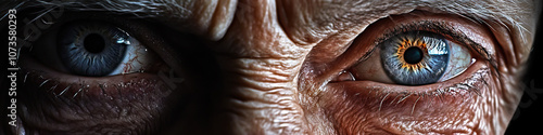 Elder Eyes: A close-up of piercing grey eyes filled with passionate emotion.