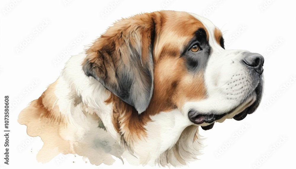 A watercolor sketch of a Saint Bernard dog showcasing its gentle expression and warm colors, perfect for adding a touch of charm to any space A watercolor sketch of a Saint Bernard dog showcasing its gentle expression and warm colors, perfect for adding a touch of charm to any space