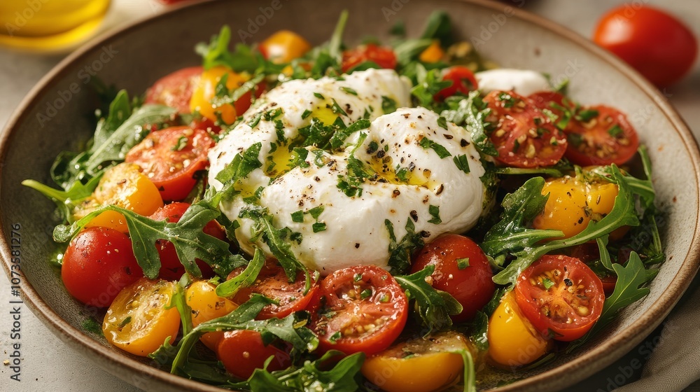 Fresh Caprese Salad with Burrata and Heirloom Tomatoes Fresh Caprese Salad with Burrata and Heirloom Tomatoes