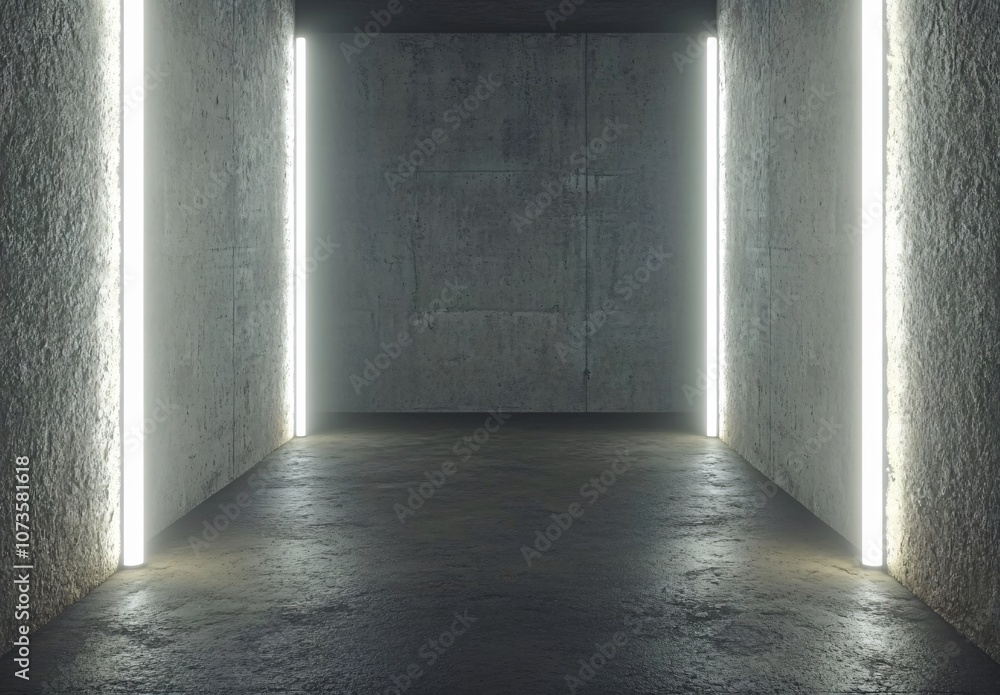 Minimalist Concrete Room with Neon Lights Minimalist Concrete Room with Neon Lights