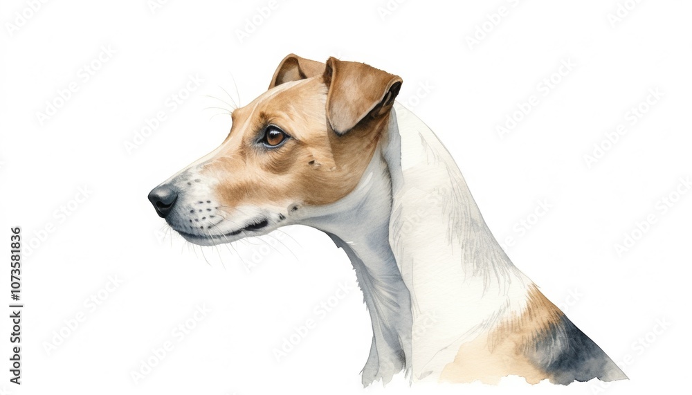 Detailed watercolor sketch of a dog showcasing its profile with ample copyspace for text or design elements, perfect for creative projects or animal-themed art Detailed watercolor sketch of a dog showcasing its profile with ample copyspace for text or design elements, perfect for creative projects or animal-themed art
