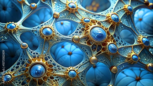 3D colorful Jewelry art forms with golden patterns background texture