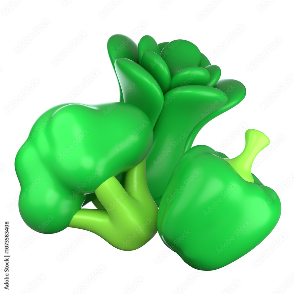 Green Vegetables 3D Icon, promoting healthy eating for diabetes management Green Vegetables 3D Icon, promoting healthy eating for diabetes management