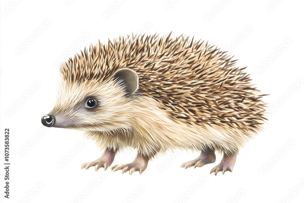 Fototapeta premium A watercolor painting of a hedgehog isolated on a white background