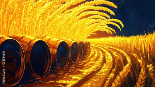 Golden Wheat and Barrels photo