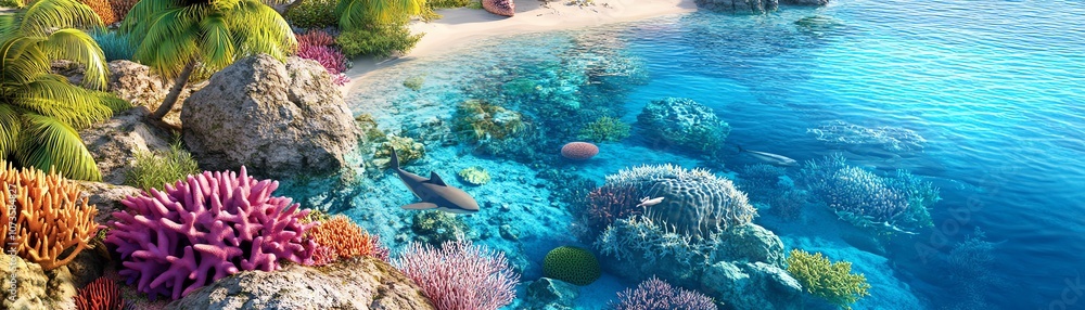 Fototapeta premium Vibrant coral reef under clear blue water