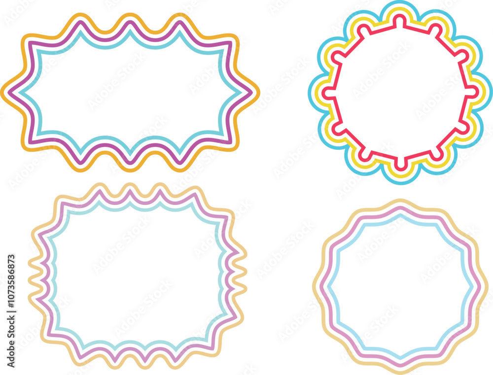 Set of retro frames with wavy edges. Set of retro frames with wavy edges.