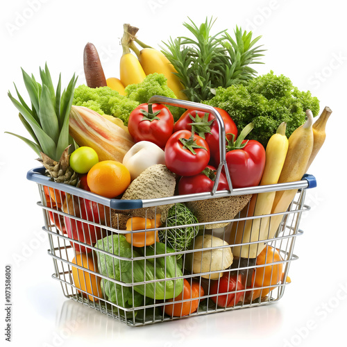 An empty market basket isolated on a white background.