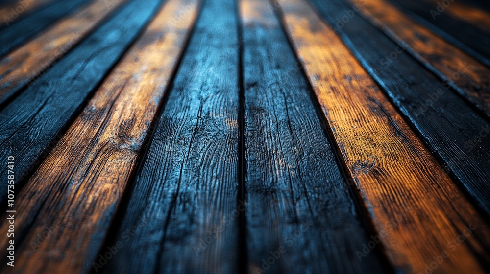 A close-up view of wooden planks with a rich texture and contrasting colors. A close-up view of wooden planks with a rich texture and contrasting colors.