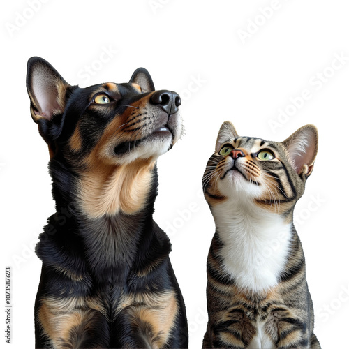 Wallpaper Mural Close-up of dog and cat looking up with transparent background Torontodigital.ca