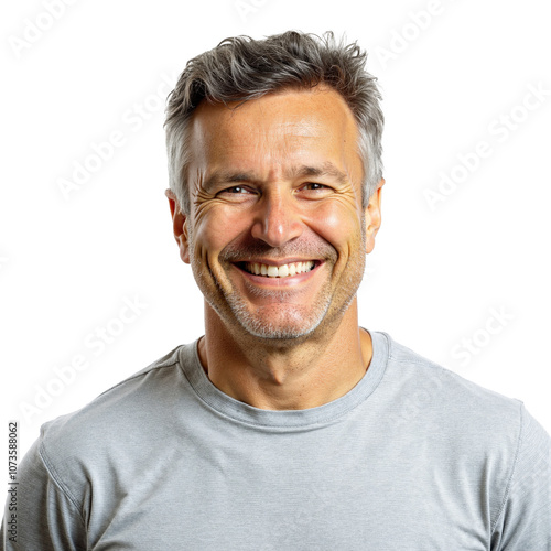 Smiling mature man portrait with transparent background