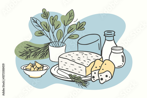 Rustic Farm-to-Table Food Illustration