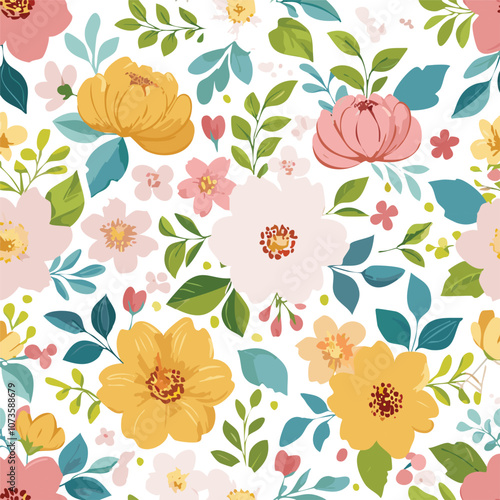 Colorful elegant floral seamless pattern