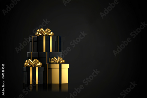 Wallpaper Mural gold gift boxes with black balloons for celebration Torontodigital.ca