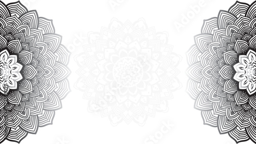 Round mandala on dreamy peach fuzz gradient background. Translucent mesh pattern in the form of a mandala. Mandala with floral patterns.Gradient background with round mandala.Vishal 