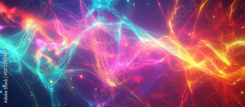 Vibrant abstract light waves in a colorful display, creating a dynamic visual effect.