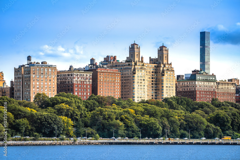 Upper West Side in New York city view from Hudson river