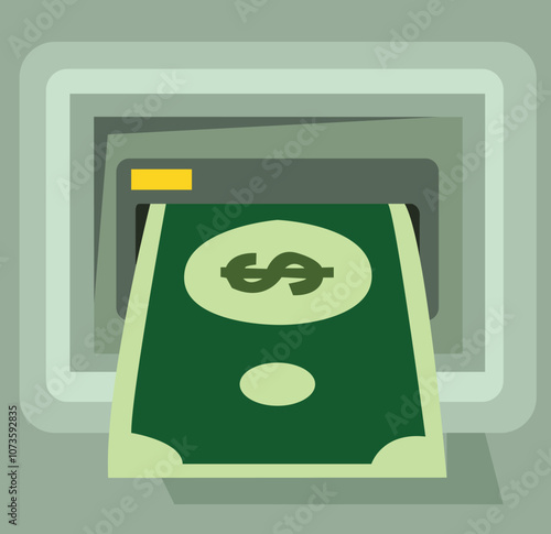 Money Coming Out from ATM Slot. Withdrawing Money from ATM- Automated Teller Machine