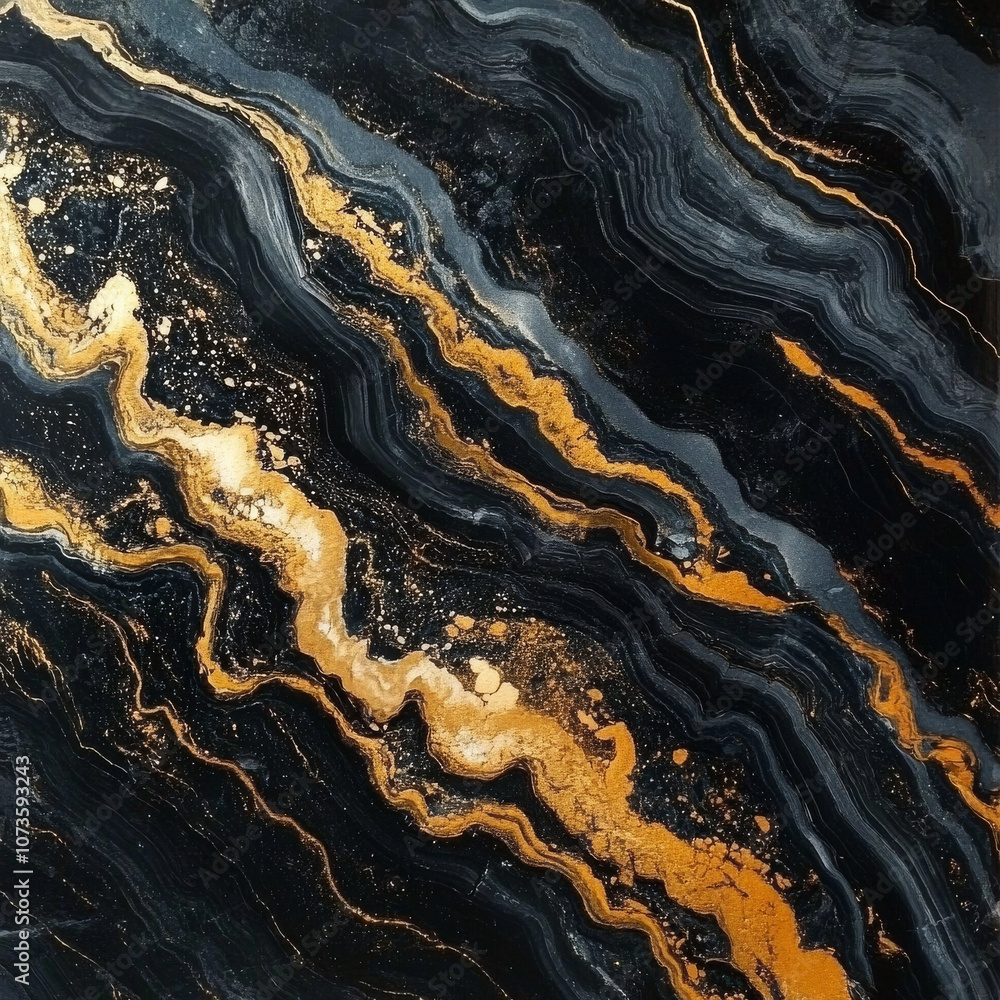 High-contrast black and gold marble texture, dramatic veining, glossy finish, luxury material concept High-contrast black and gold marble texture, dramatic veining, glossy finish, luxury material concept