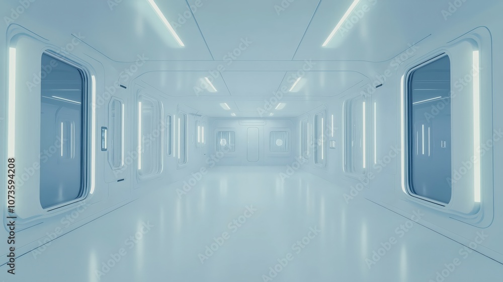 3d render of a futuristic corridor with floating windows and lights 3d render of a futuristic corridor with floating windows and lights