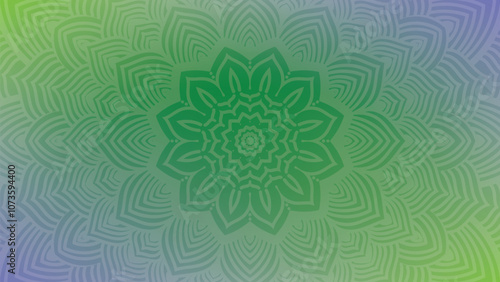 Round mandala on dreamy peach fuzz gradient background. Translucent mesh pattern in the form of a mandala. Mandala with floral patterns.Gradient background with round mandala.Vishal 