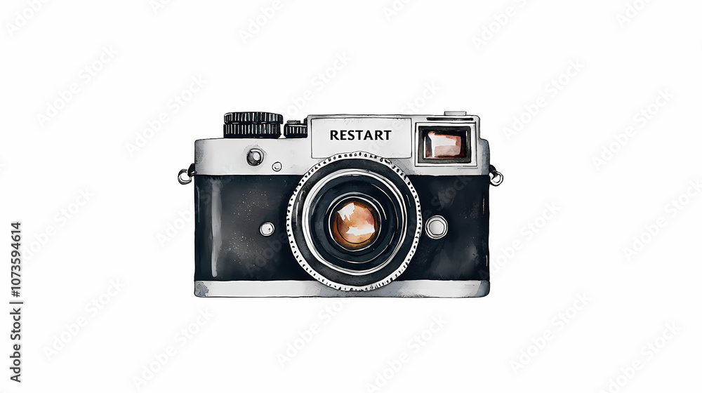 classic film camera with RESTART label, perfect for photography enthusiasts classic film camera with RESTART label, perfect for photography enthusiasts
