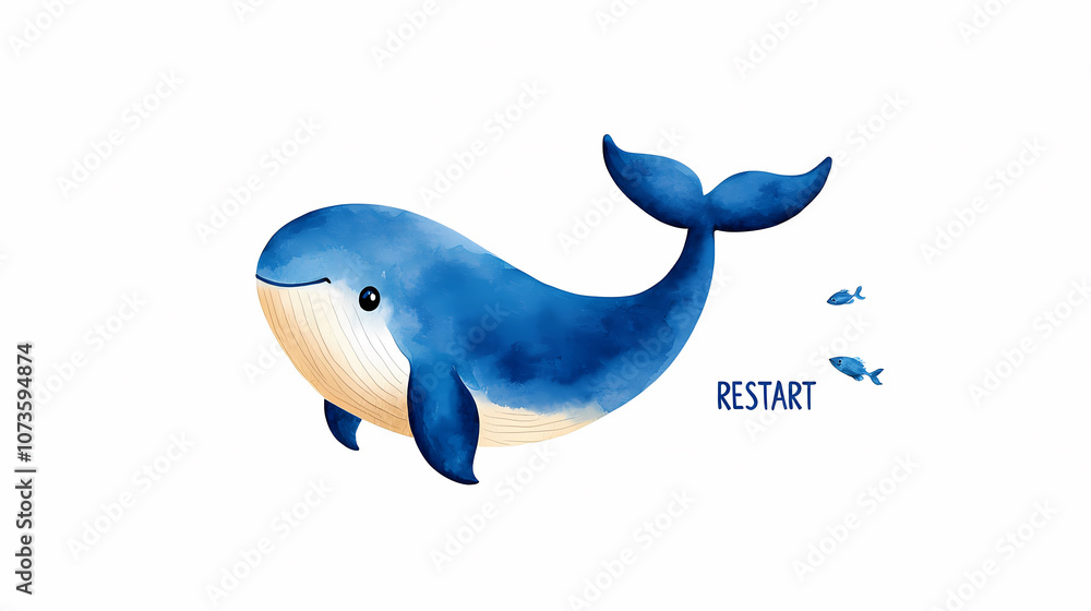 Obraz premium Cute whale illustration with playful design and vibrant colors