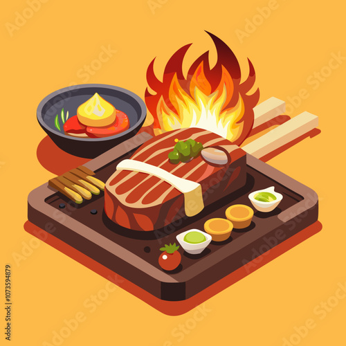grilled tomahawk steak clipart