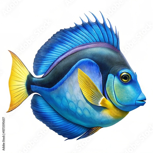 Powder Blue Tang (Acanthurus leucosternon) isolated on a white background photo