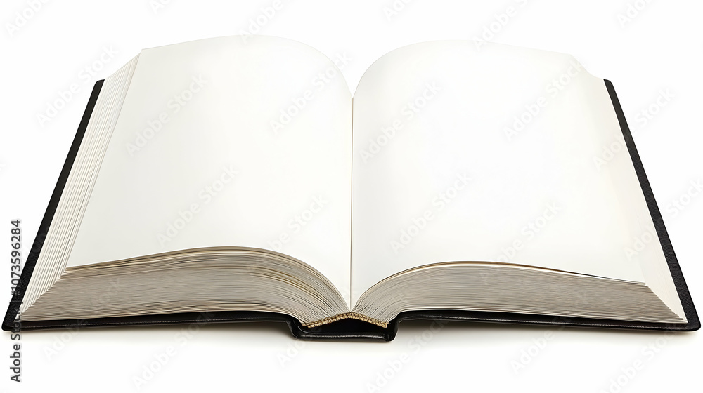 An open book with blank pages, isolated on a white background. An open book with blank pages, isolated on a white background.