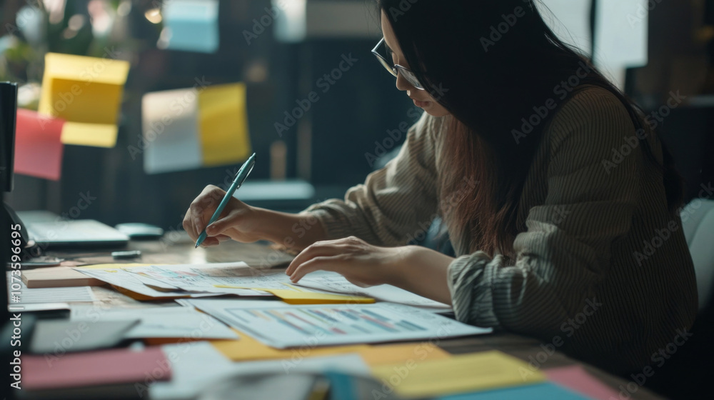 Financial Analysts Collaborating on Profit and Revenue Report in Corporate Office Setting Financial Analysts Collaborating on Profit and Revenue Report in Corporate Office Setting
