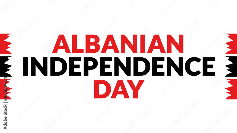 Albanian Independence Day text with side lines on a White background. Which is observed every year in November to celebrate and wish Albanian Independence Day. Albanian Independence Day text with side lines on a White background. Which is observed every year in November to celebrate and wish Albanian Independence Day.