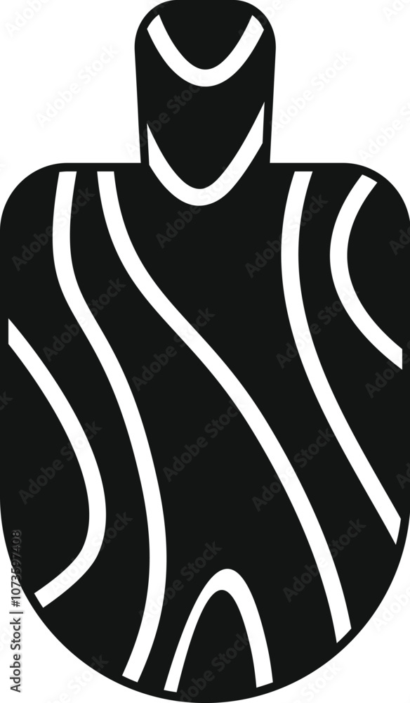 Simple black and white vector icon of a cutting board with rounded corners, handle, and wood grain pattern Simple black and white vector icon of a cutting board with rounded corners, handle, and wood grain pattern