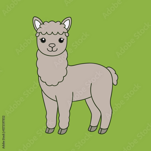 Cute Alpaca Animal Vector Art.