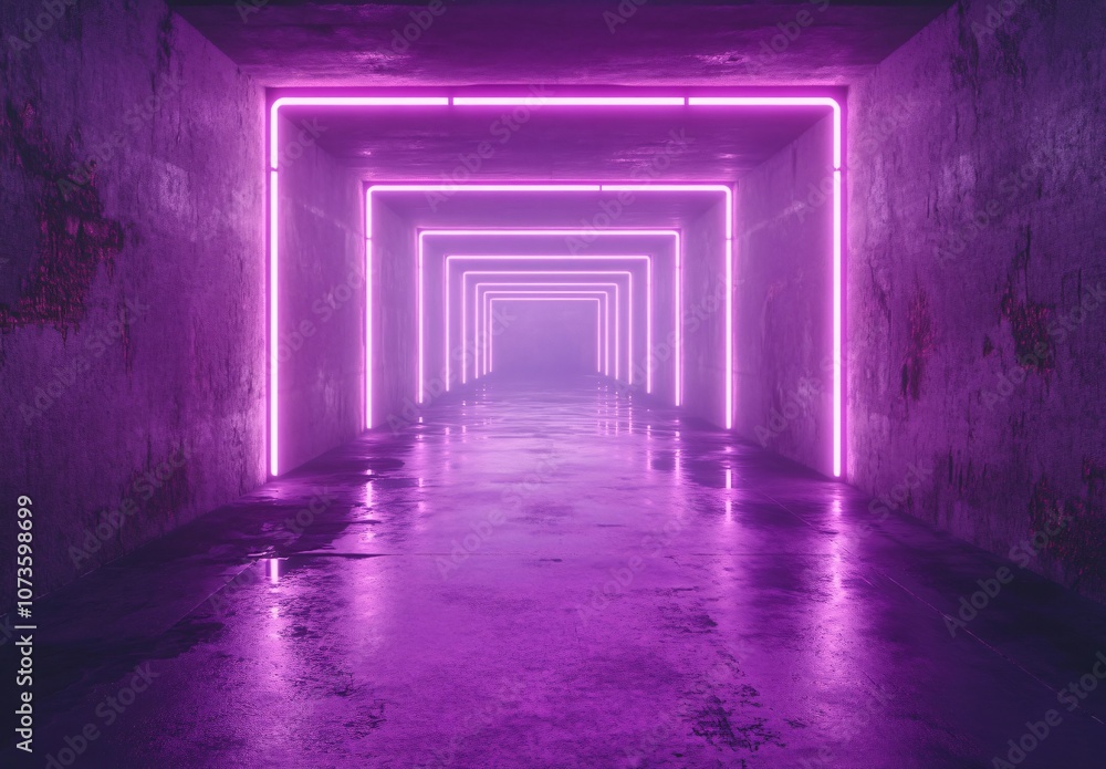 Futuristic Purple Neon Corridor Underground Futuristic Purple Neon Corridor Underground