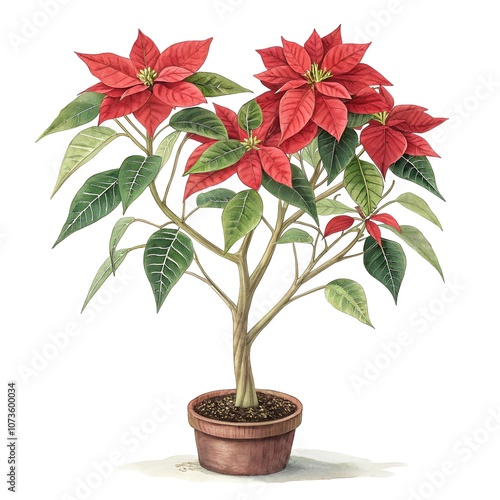 red poinsettia isolated on white