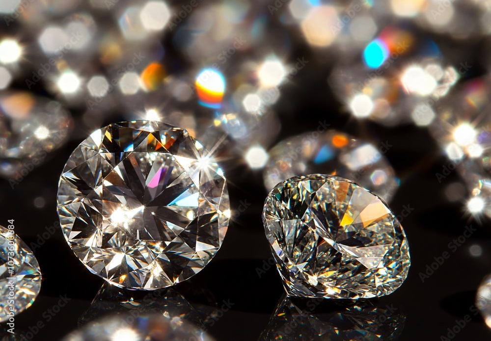 Sparkling Diamonds on Black Background Sparkling Diamonds on Black Background