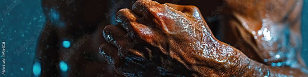 Φωτογραφία Taut Muscles: A figure clenching their fists or tensing their shoulders, revealing their physical tension and emotional turmoil caused by fear and anxiety