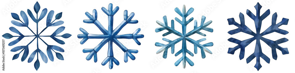 Winter snowflakes in various blue shades, perfect for holiday themes, isolate white background Winter snowflakes in various blue shades, perfect for holiday themes, isolate white background