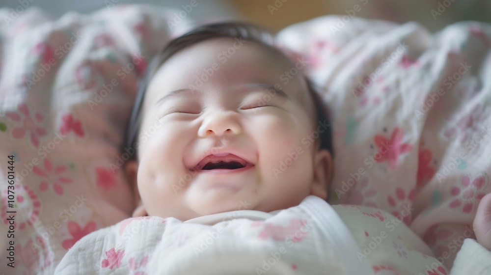 Smiling Baby With Chubby Cheeks Smiling Baby With Chubby Cheeks