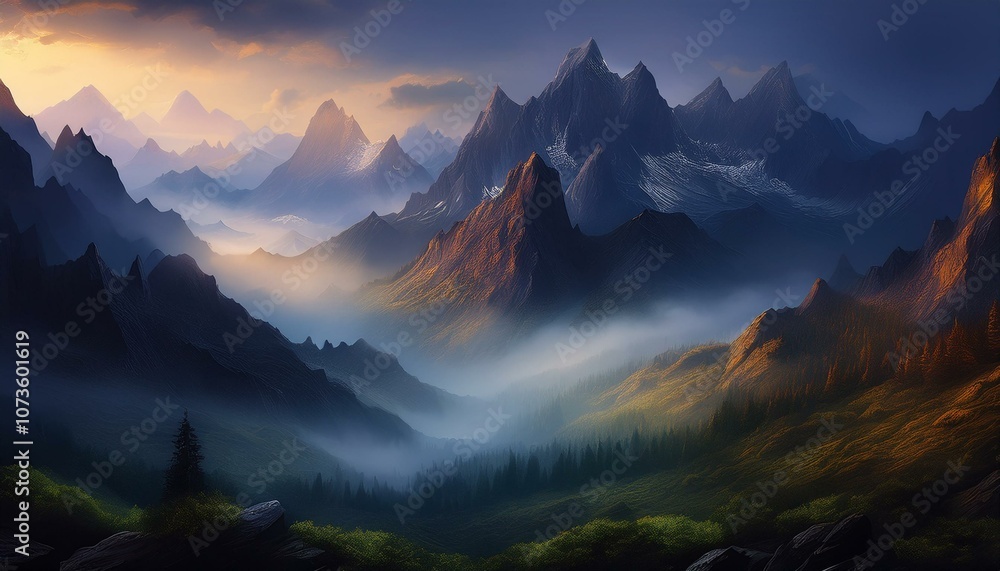 Fototapeta premium sunrise in the mountains